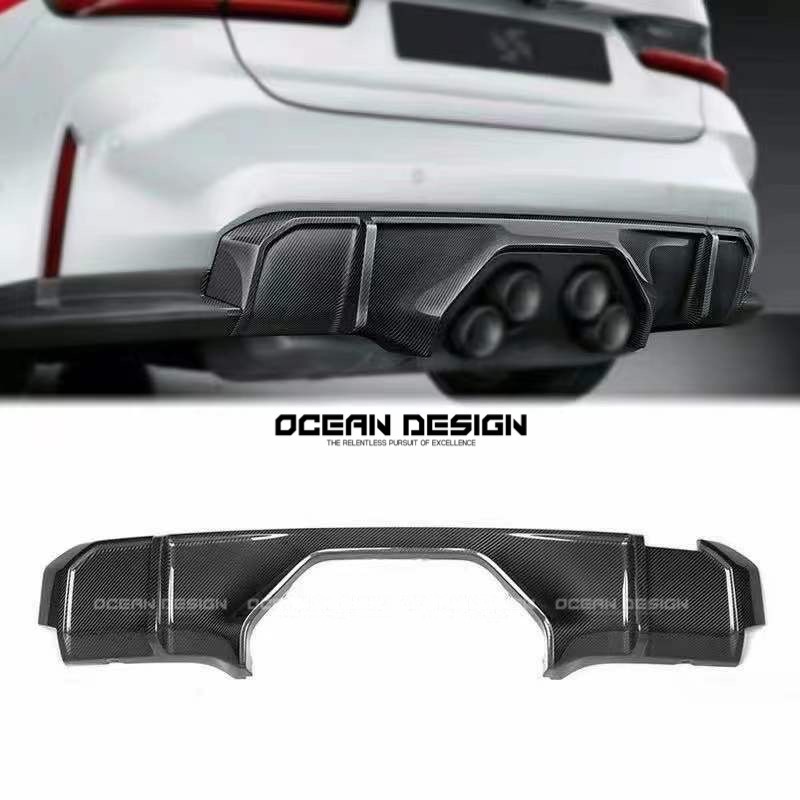 2021–2025 BMW M3 (G80) / M4 (G82) MP Style Center Exit Rear Diffuser – Dry Carbon Fiber