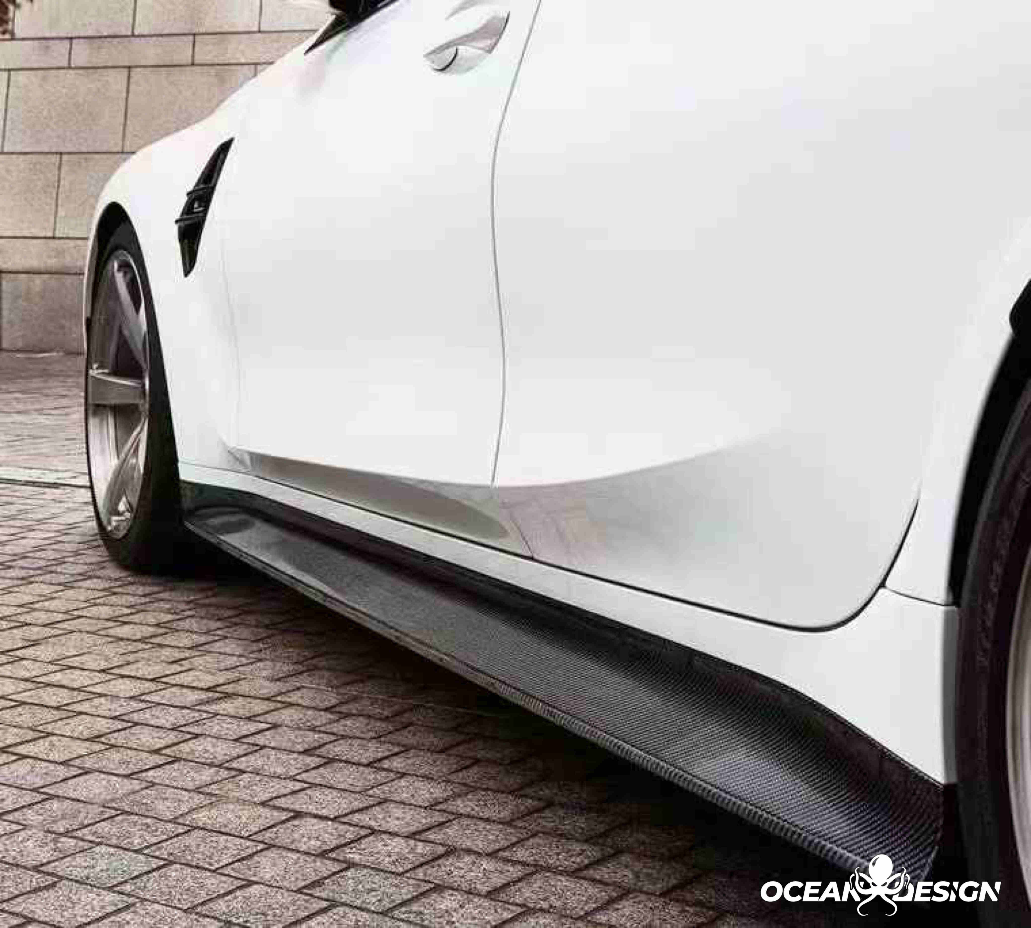 2021–2025 BMW M3 (G80) / M4 (G82) 3D Style Carbon Fiber Side Skirts – 3K Matte Finish