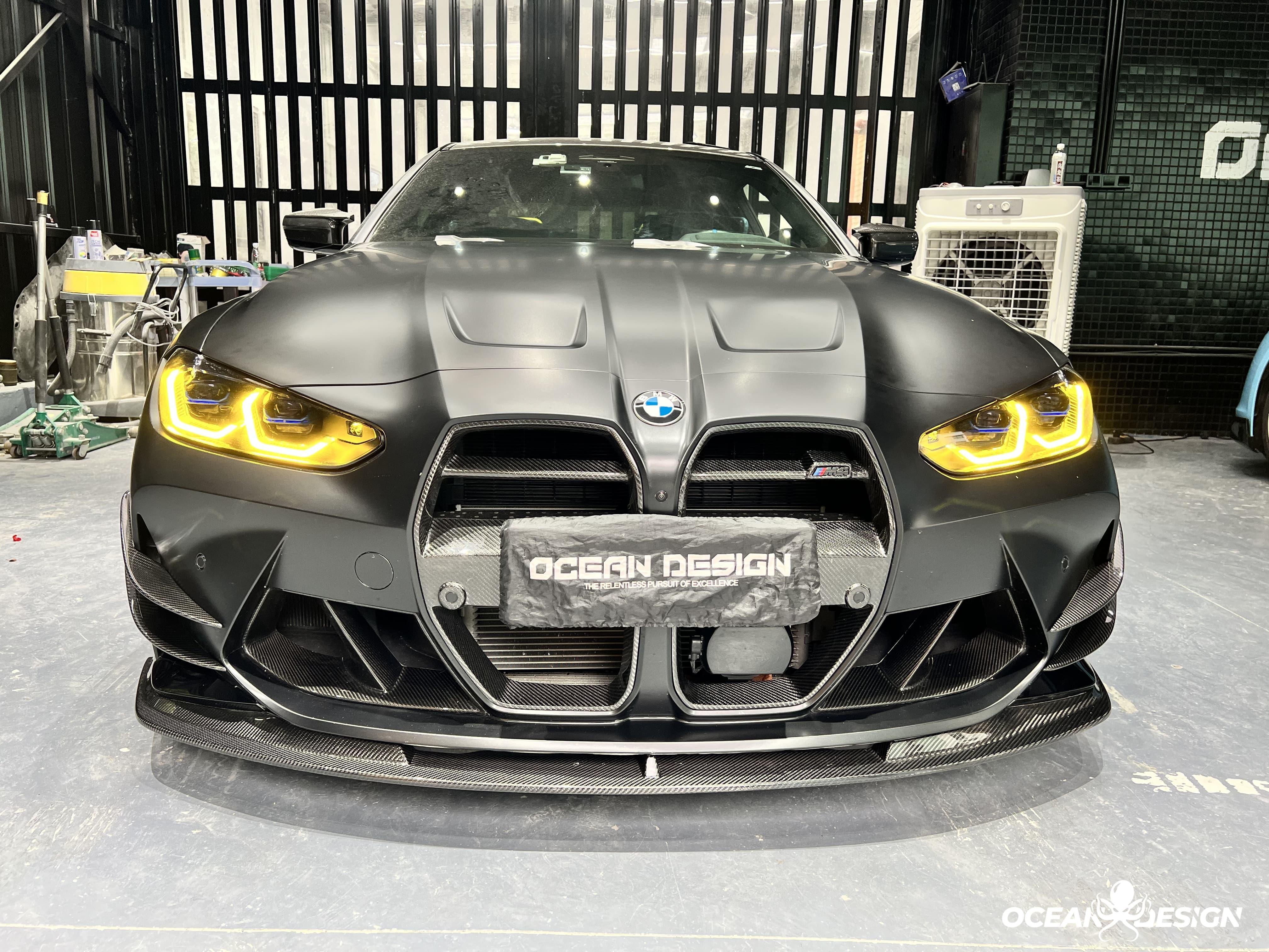 2021–2025 BMW M3 (G80) / M4 (G82) AC Style Front Lip Splitter – Dry Carbon Fiber