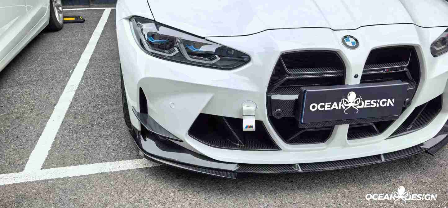 2021–2025 BMW M3 (G80) / M4 (G82) 3D Style Carbon Fiber Front Lip Splitter Protectors