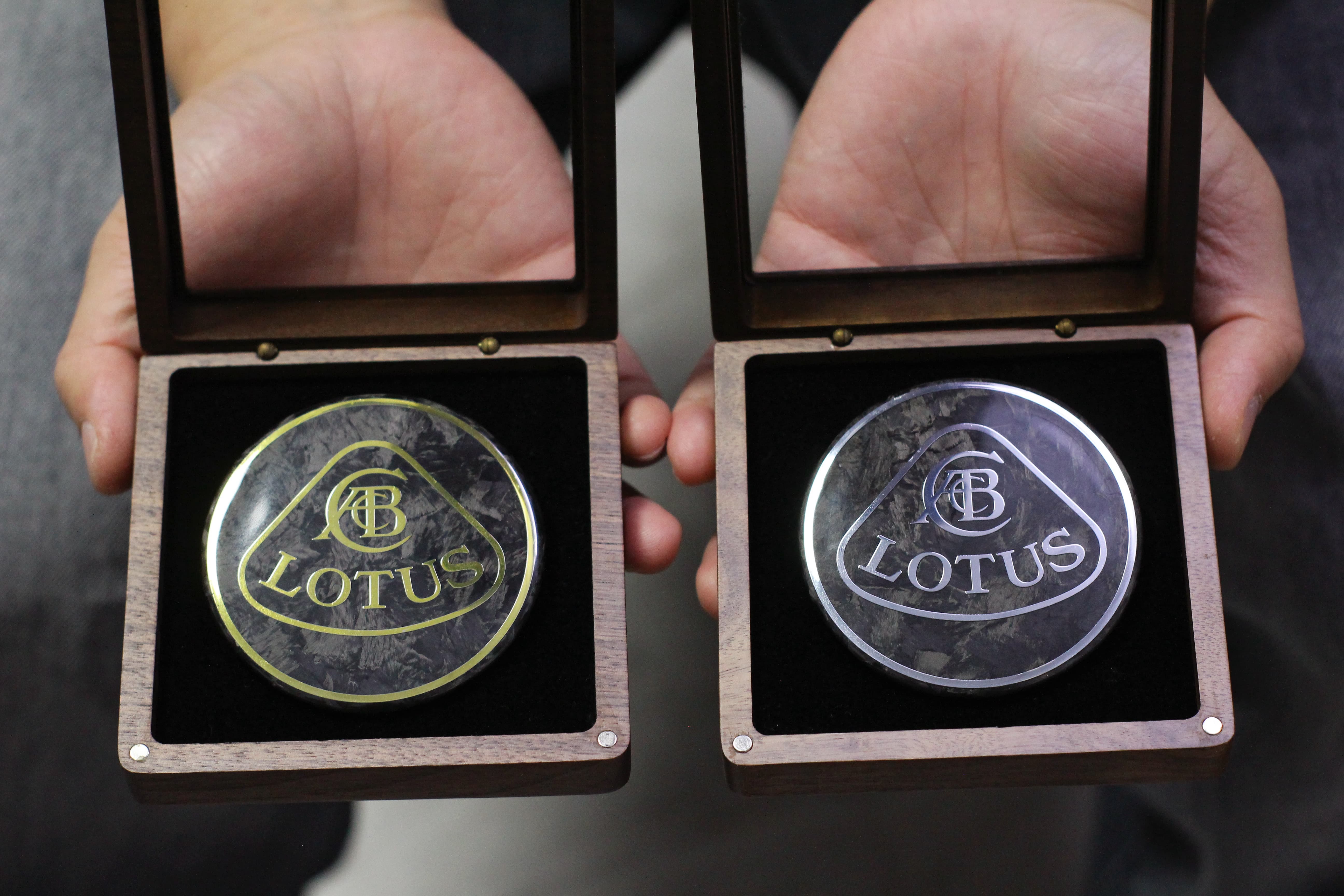 Lotus Emira/Eletre/Emeya Marble-Pattern Dry Carbon Badges - styling reference for Emira