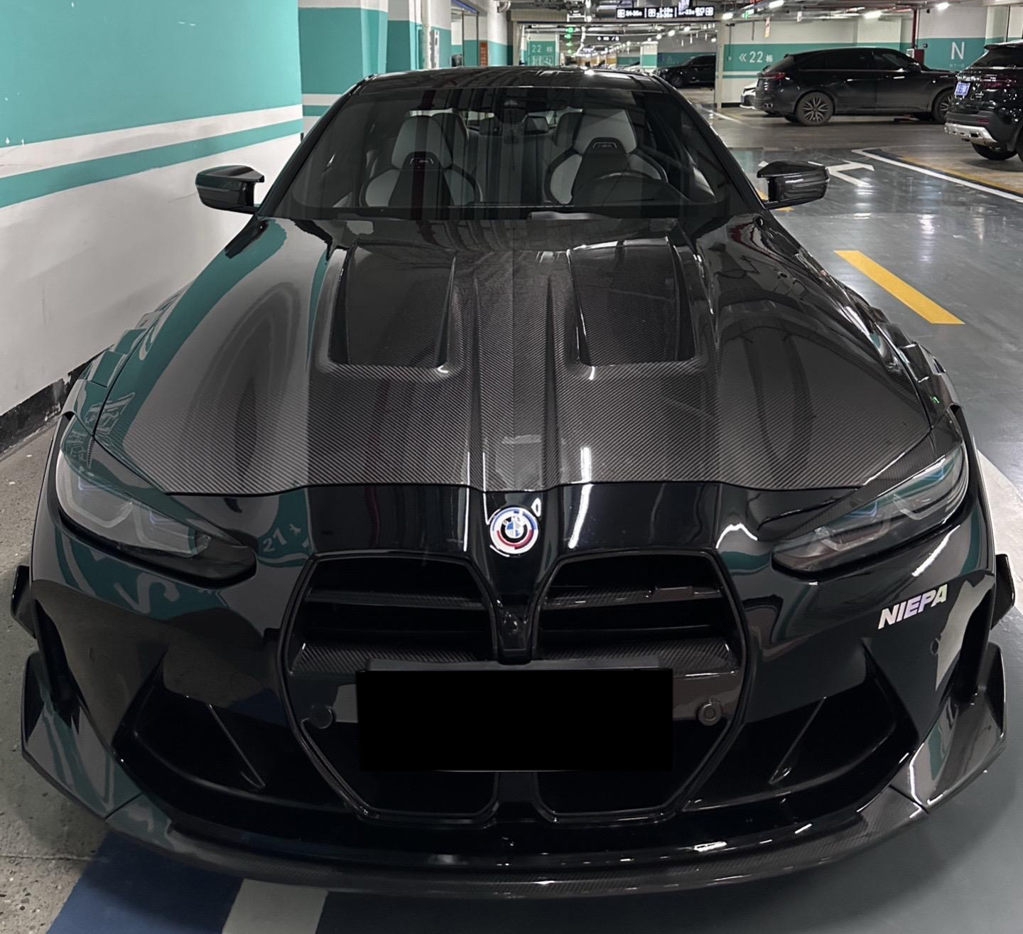 BMW G80 M3/G82 M4 AP Style Vented Dry Carbon Hood - styling view