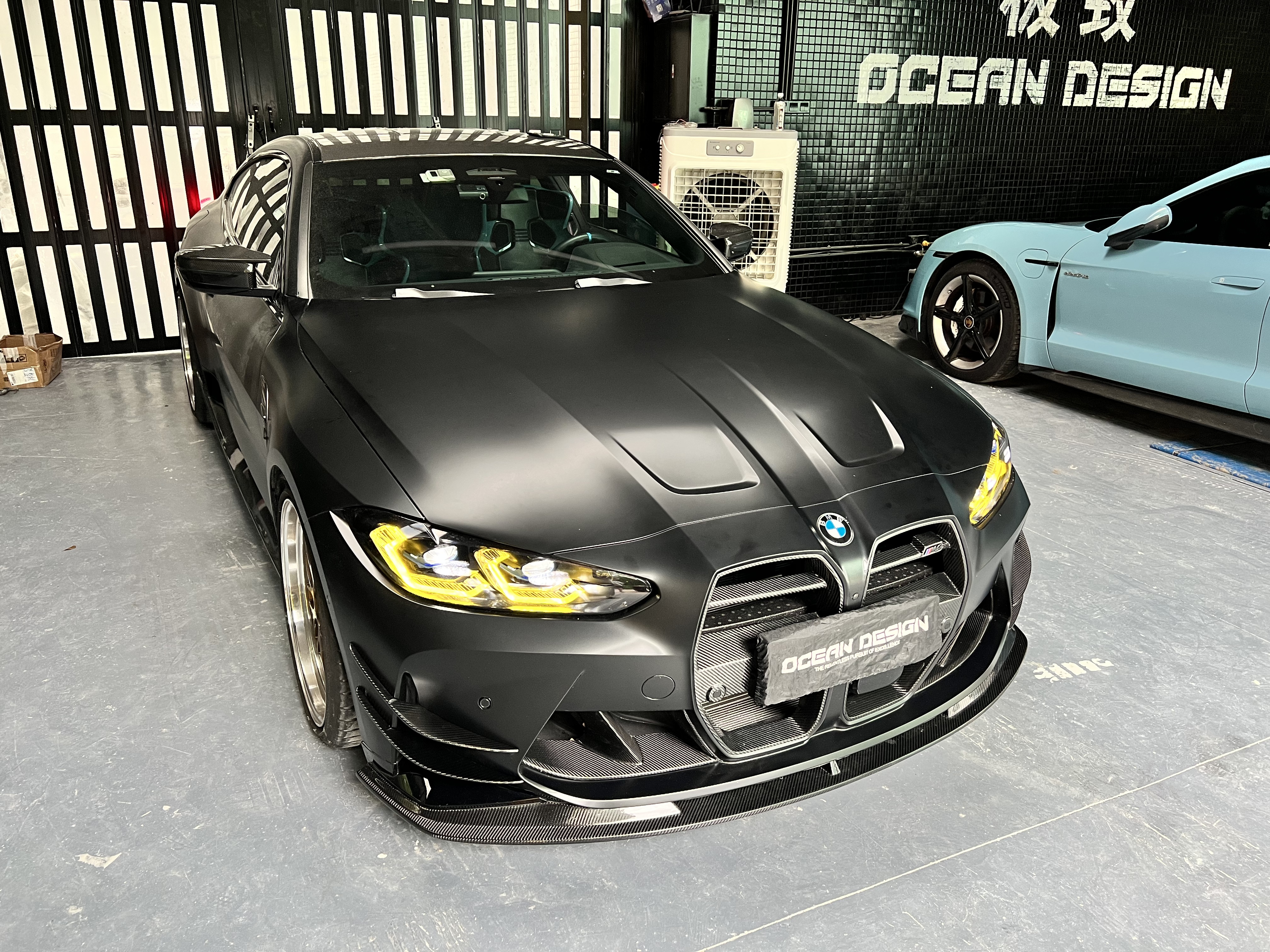 BMW G80 M3/G82 M4 AC Style Dry Carbon Lip and Canards - styling view