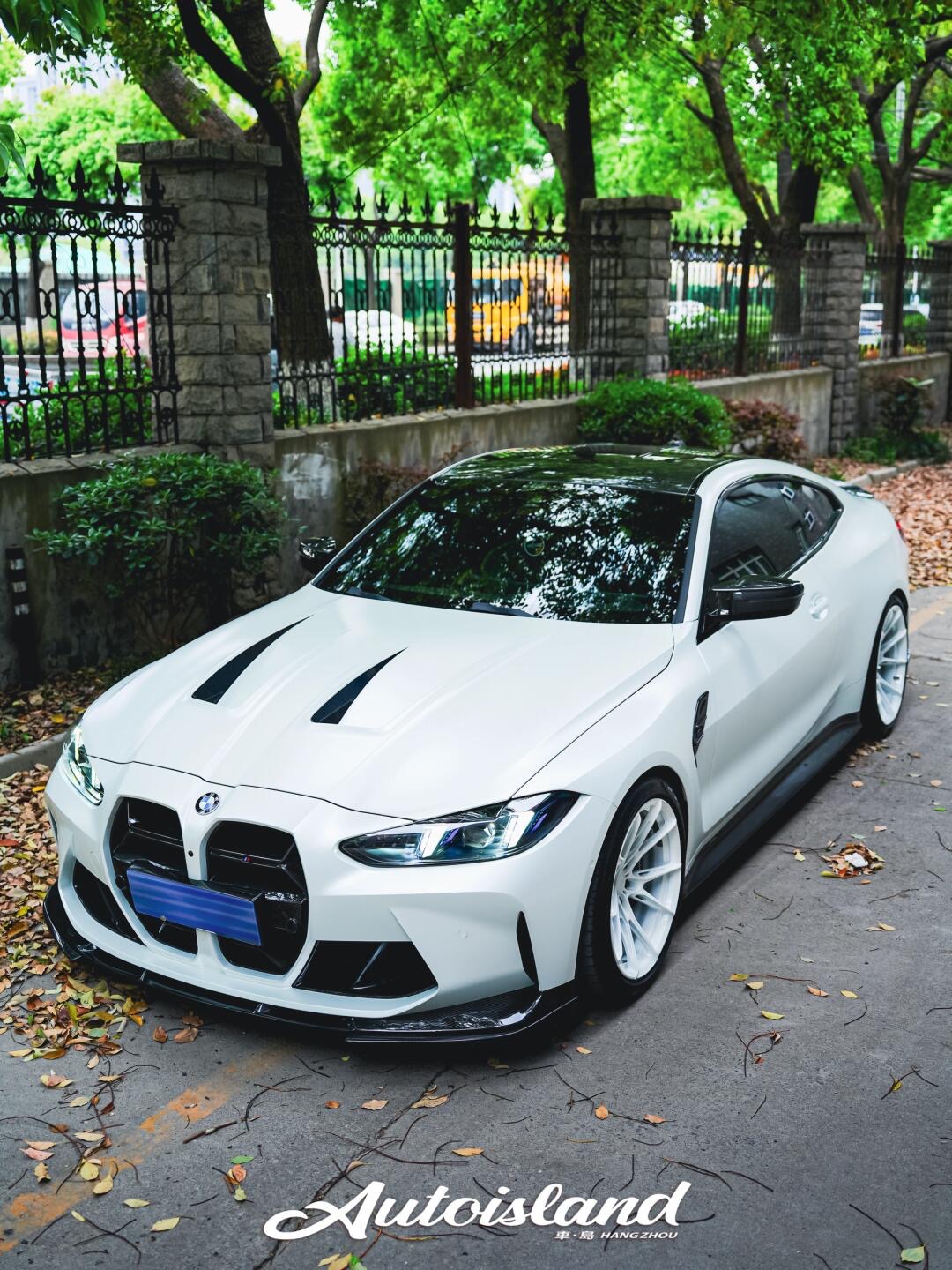 BMW G80 M3/G82 M4 AP Style Vented Dry Carbon Hood - styling view