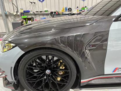 BMW G80 M3/G82 M4 Ocean Design Dry Carbon Shark-Fin Fenders - styling view