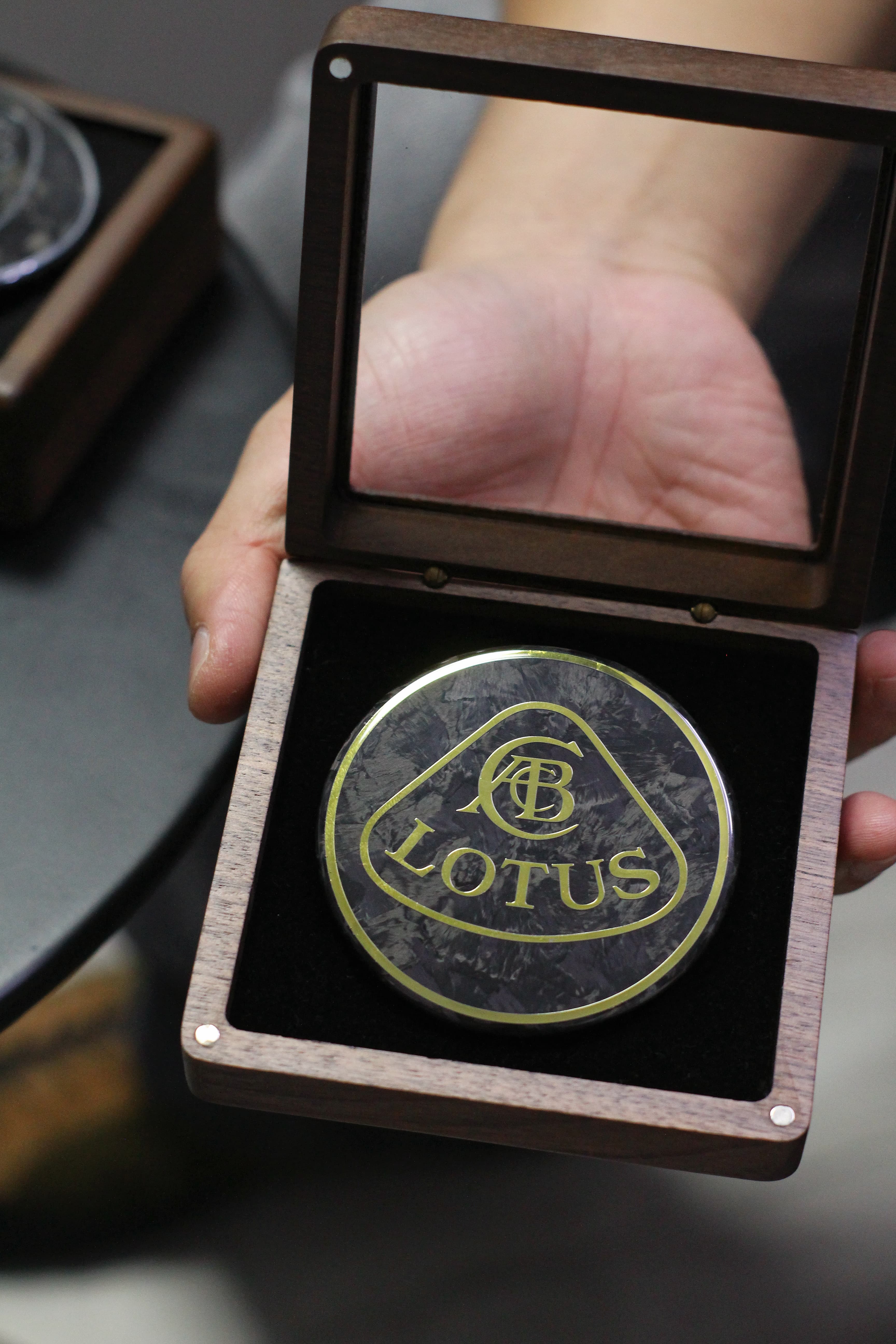 Lotus Emira/Eletre/Emeya Marble-Pattern Dry Carbon Badges - styling view