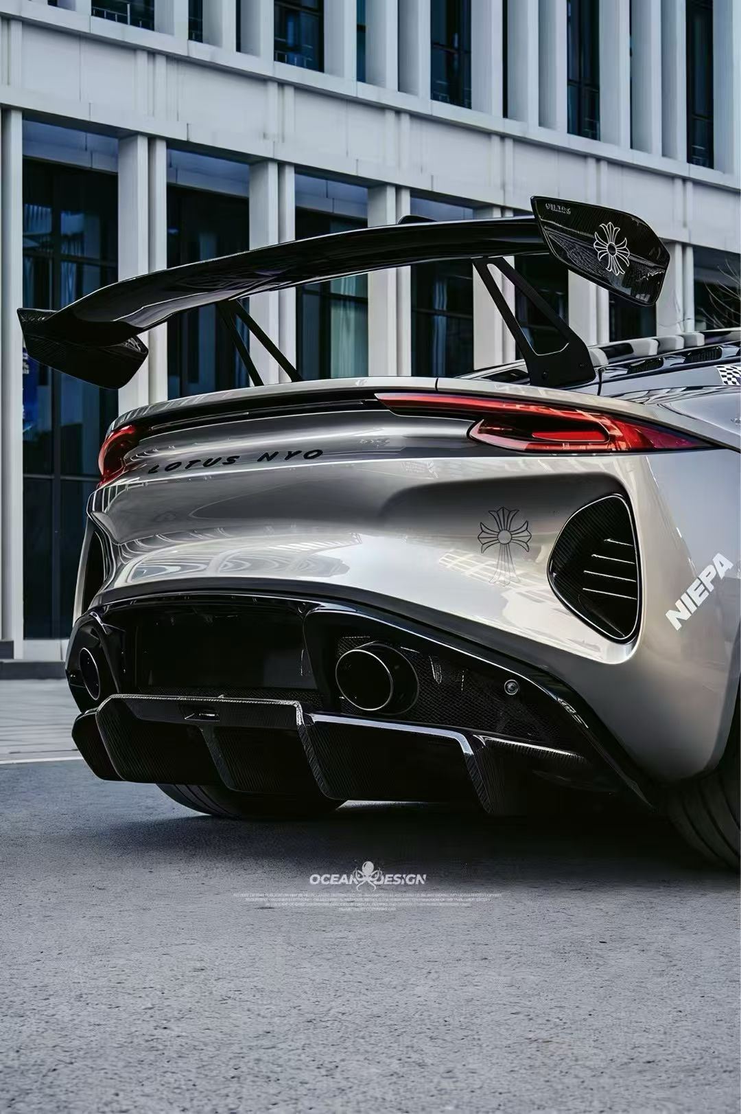 Lotus Emira X Style Dry Carbon GT Wing - styling view