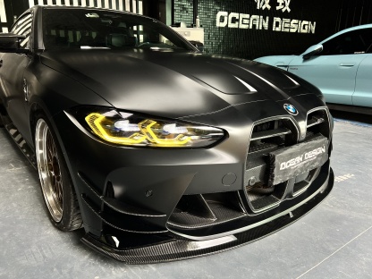 BMW G80 M3/G82 M4 AC Style Dry Carbon Lip and Canards - styling view