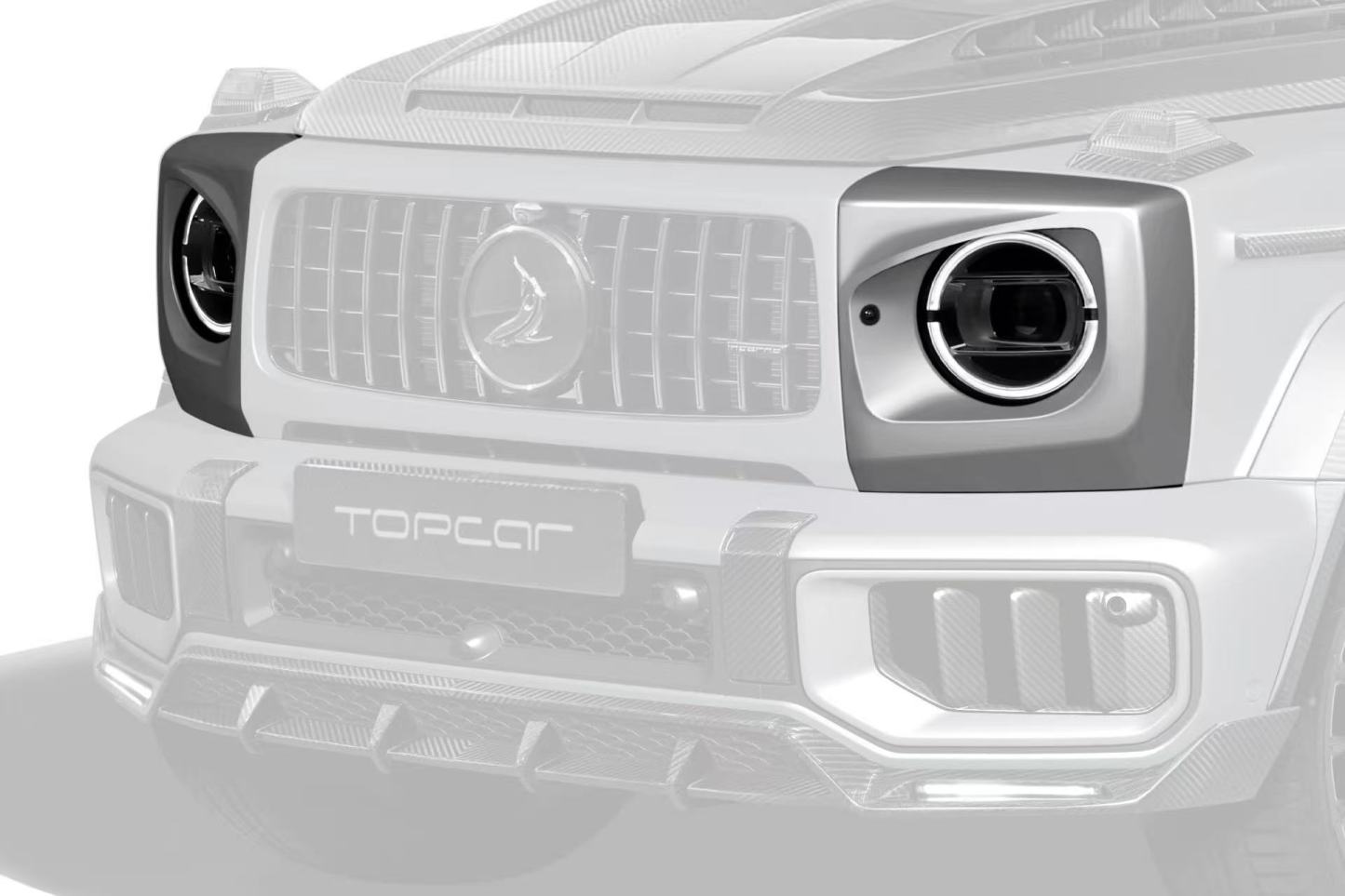 Mercedes-Benz W465 G63 Topcar Style Dry Carbon Parts - styling reference for Headlight Supports