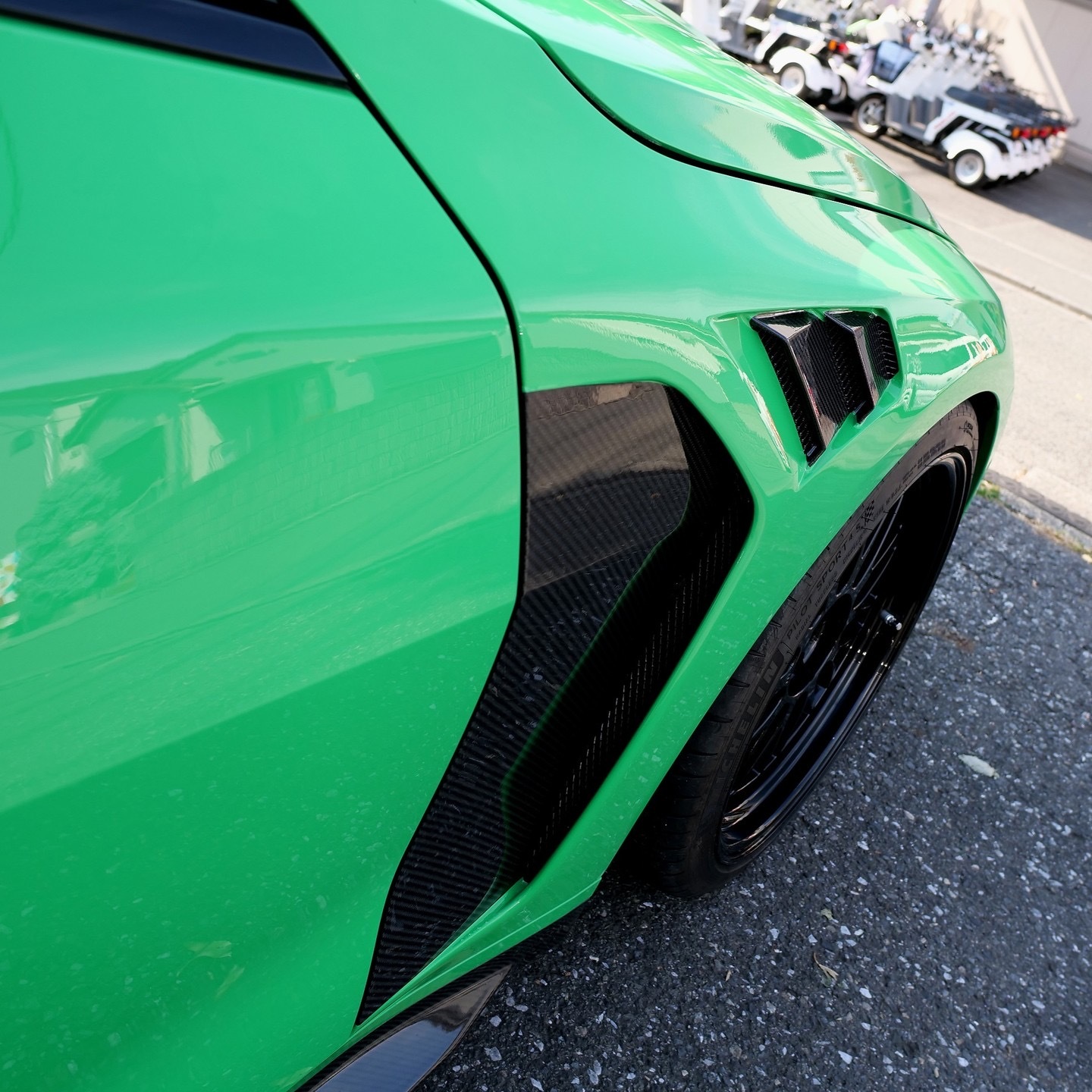 BMW G80 M3/G82 M4 AP Style Dry Carbon Fenders - styling view