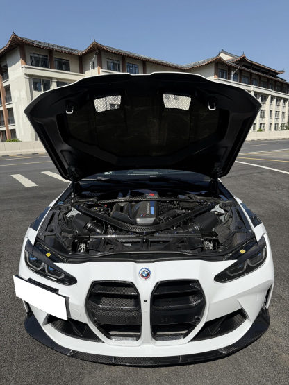 BMW G80 M3/G82 M4 AP Style Vented Dry Carbon Hood - styling view