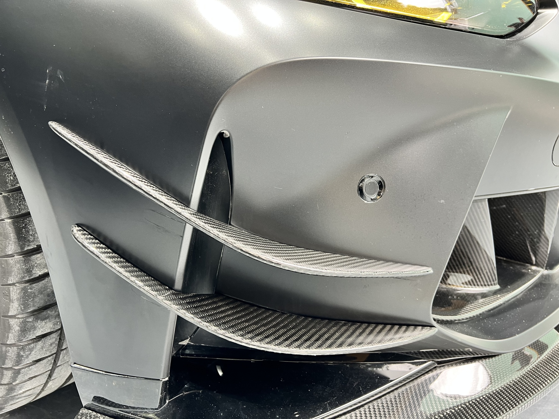 BMW G80 M3/G82 M4 AC Style Dry Carbon Lip and Canards - styling view