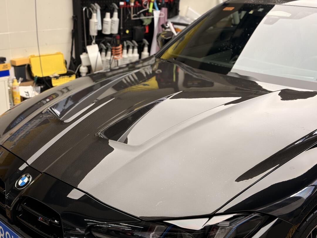 BMW G80 M3/G82 M4 AP Style Vented Dry Carbon Hood - styling view