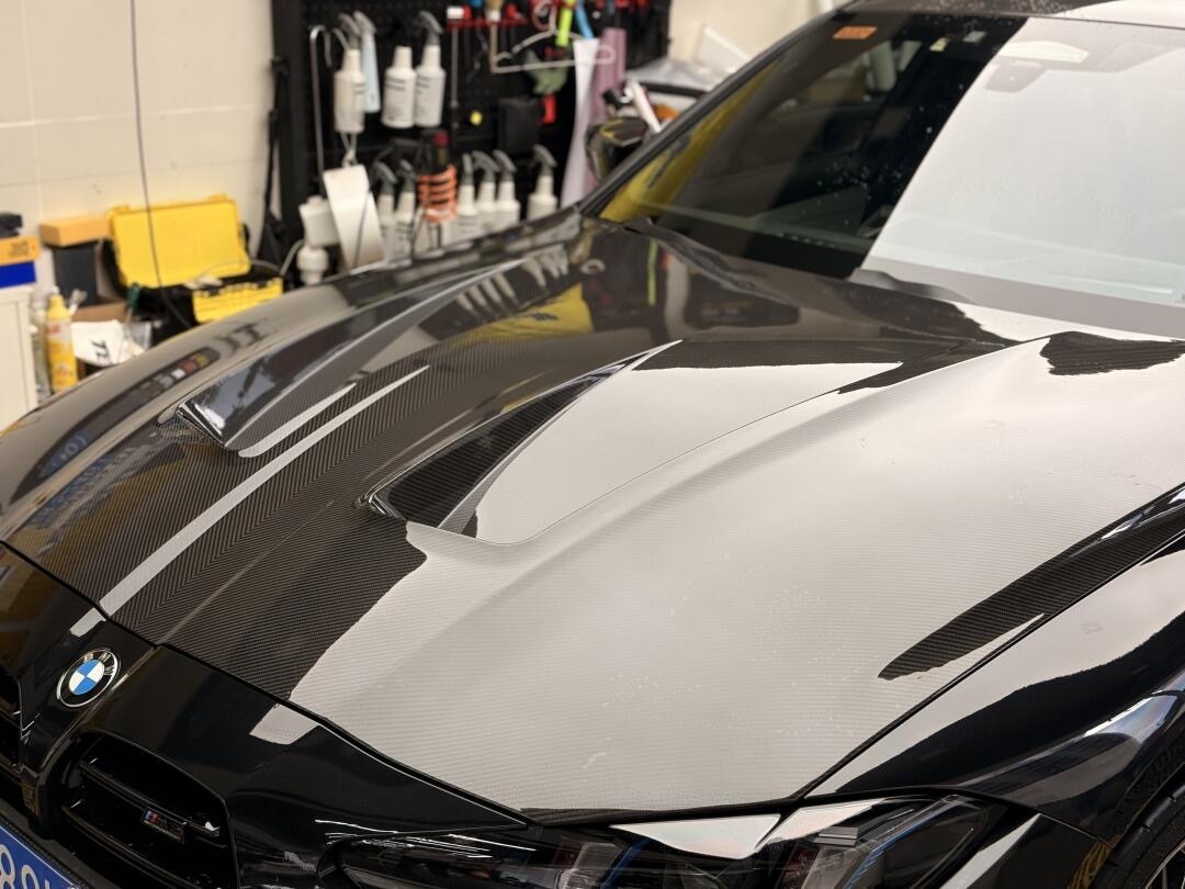 BMW G80 M3/G82 M4 AP Style Vented Dry Carbon Hood - styling view