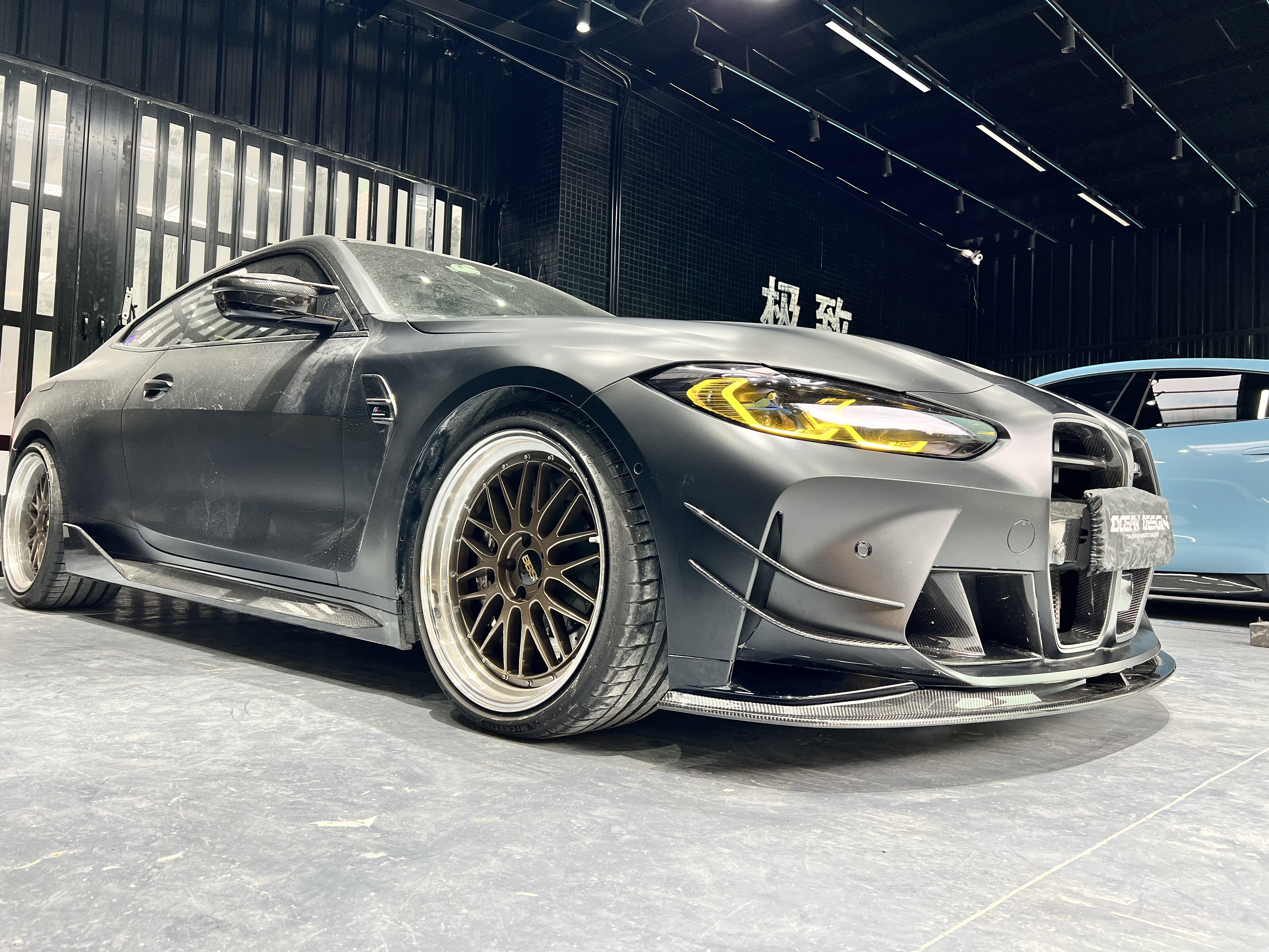 BMW G80 M3/G82 M4 AC Style Dry Carbon Lip and Canards - styling view