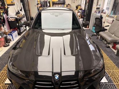BMW G80 M3/G82 M4 AP Style Vented Dry Carbon Hood - styling view
