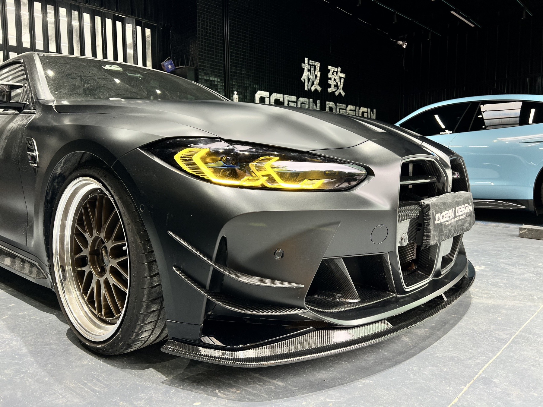 BMW G80 M3/G82 M4 AC Style Dry Carbon Lip and Canards - styling view