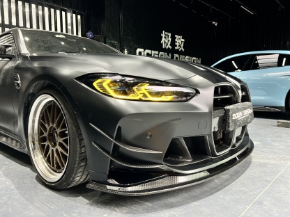 BMW G80 M3/G82 M4 AC Style Dry Carbon Lip and Canards - styling view