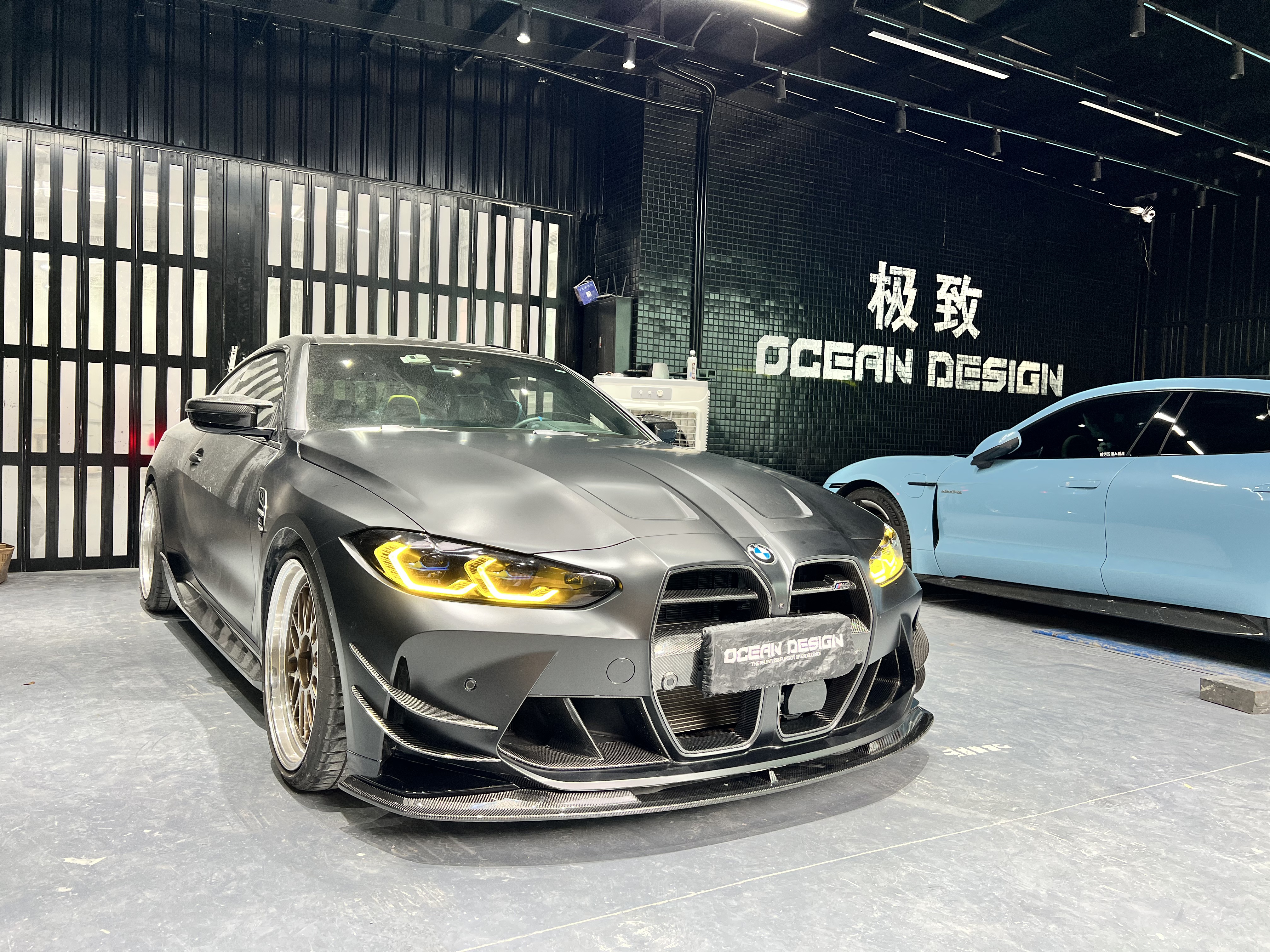 BMW G80 M3/G82 M4 AC Style Dry Carbon Lip and Canards - styling view