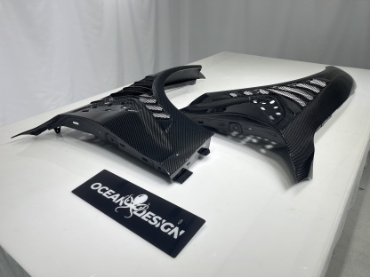 BMW G80 M3/G82 M4 Ocean Design Dry Carbon Shark-Fin Fenders - styling view
