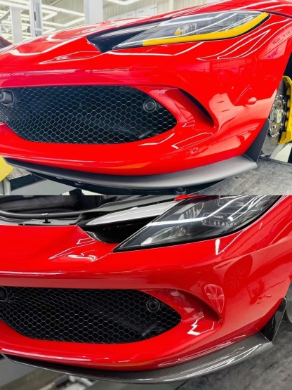2022- Up Ferrari 296 GTB & GTS Type F171 Front Bumper Protectors Dry Carbon Fiber OEM Series Bodykit