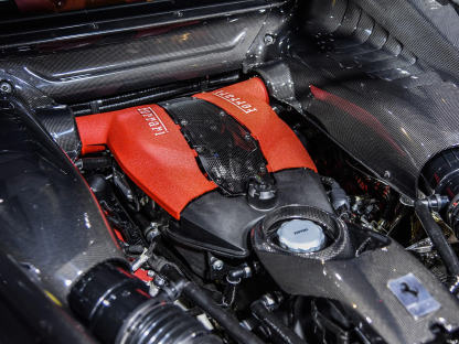 2019-2024 Ferrari F8 Engine Interior Dry Carbon Fiber OEM Series Bodykit