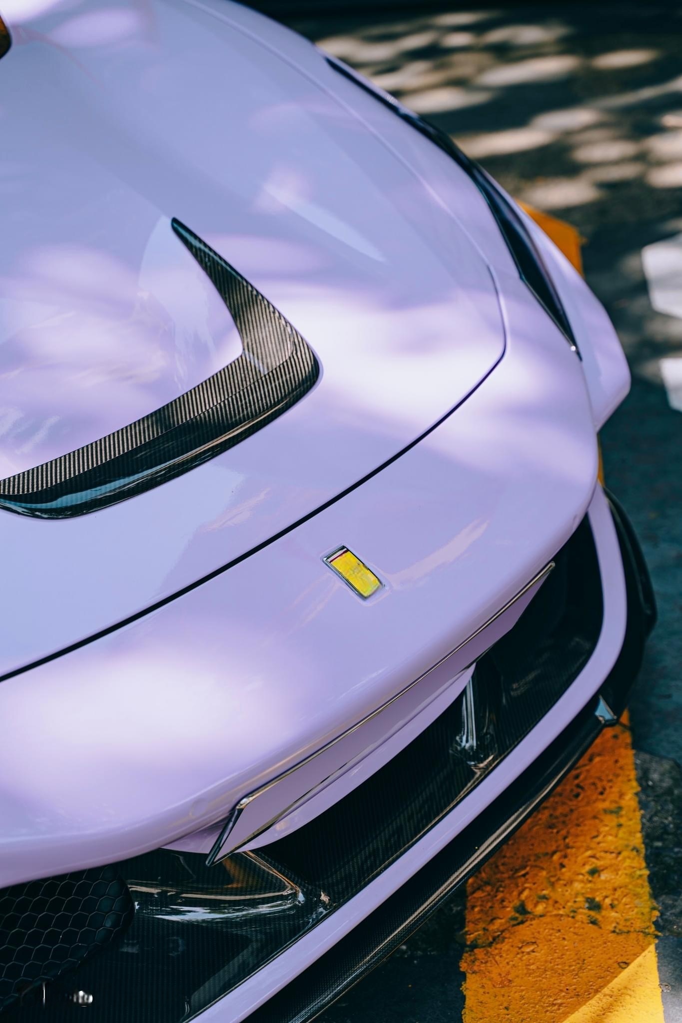 2019-2024 Ferrari F8 Front Bumper Protector Dry Carbon Fiber OEM Series Bodykit