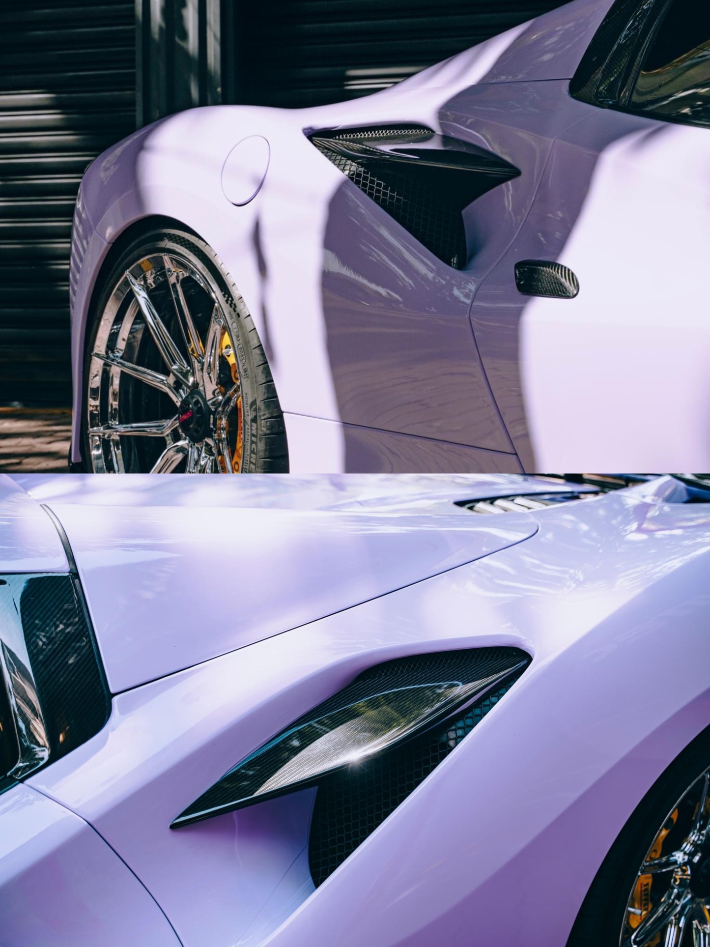2019-2024 Ferrari F8 Side Air Intake Fins Flaps Wings Dry Carbon Fiber OEM Series Bodykit