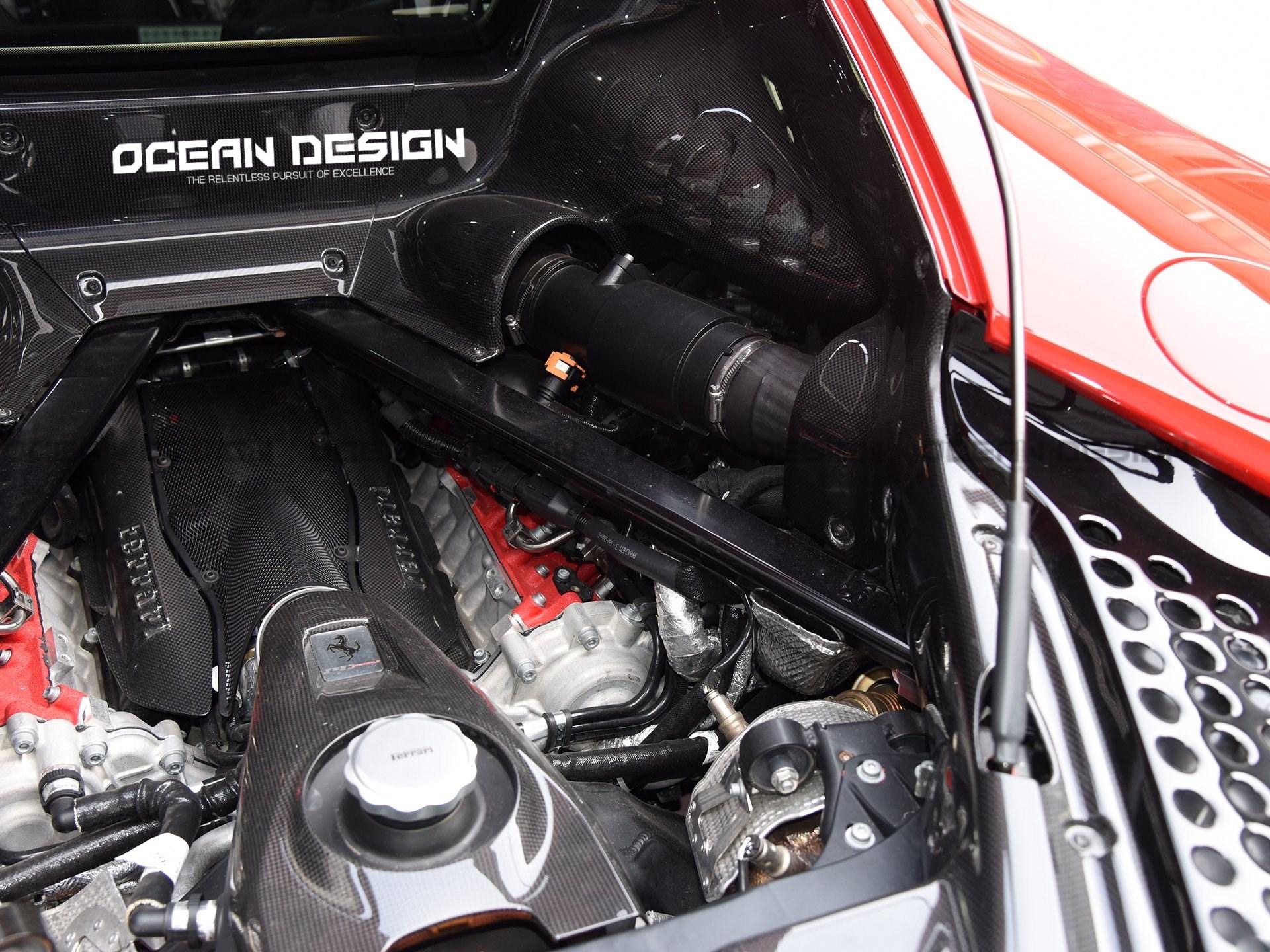 2020-UP Ferrari SF90 Stradale Engine Interior with Cooling Mesh Dry Carbon Fiber OEM Series Bodykit