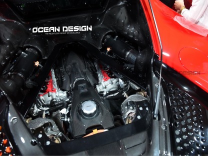 2020-UP Ferrari SF90 Stradale Engine Interior with Cooling Mesh Dry Carbon Fiber OEM Series Bodykit