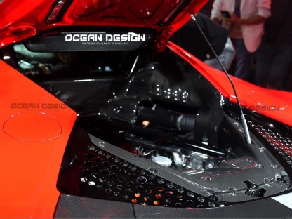 2020-UP Ferrari SF90 Stradale Engine Interior with Cooling Mesh Dry Carbon Fiber OEM Series Bodykit
