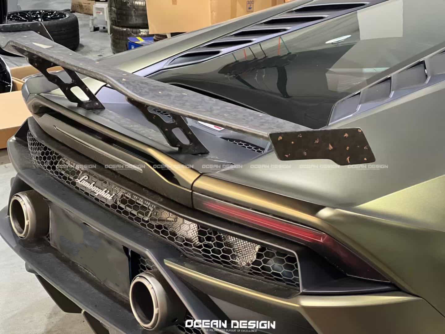Lamborghini Huracan EVO Spoiler Dry Carbon Fiber Ocean Design Series Bodykit