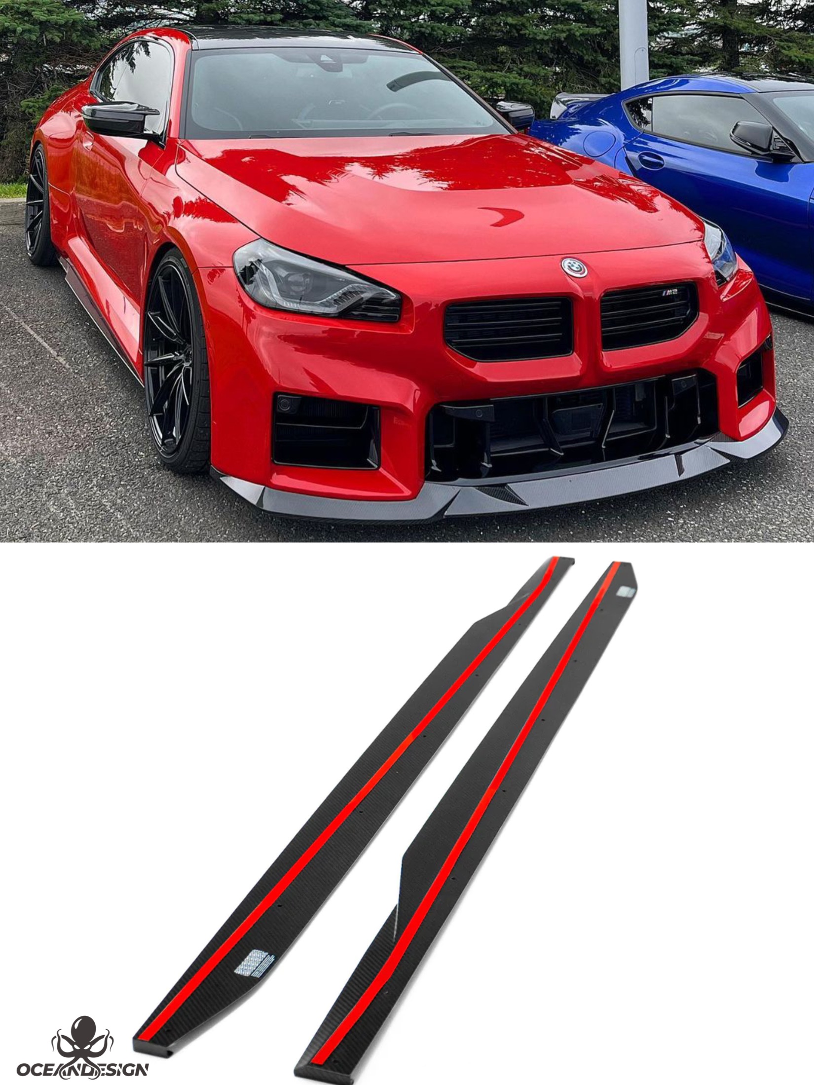 2023-2025 BMW G87 M2 R Style Dry Carbon Side Skirts