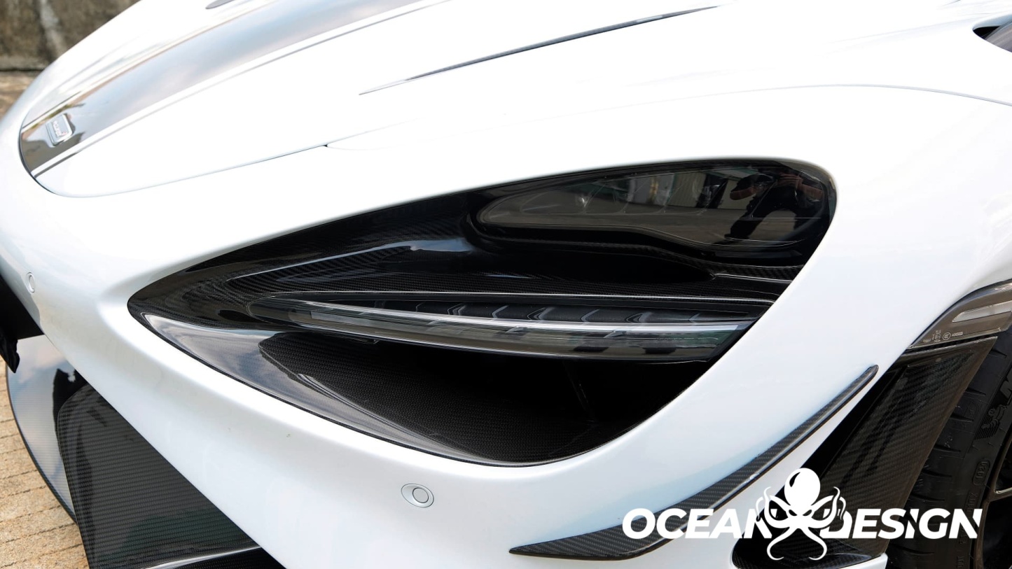2017-2023 McLaren 720S OEM Style Headlight Inserts Trim Replacement Dry Carbon Fiber Bodykit