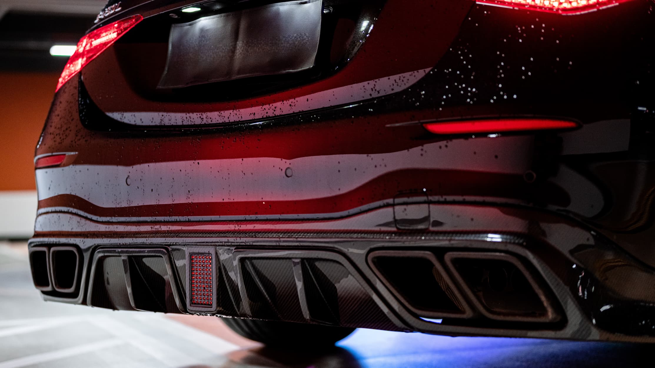 2021-UP Mercedes-Benz S-Class W223 4Matic Sedan MSY Rear Diffuser with LED Light And Exhaust tips Dry Carbon
