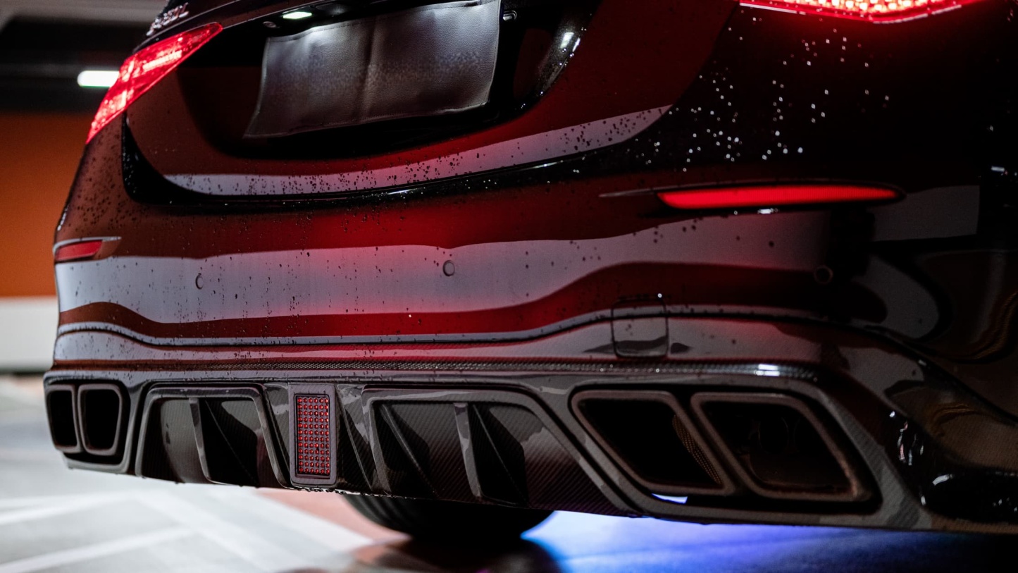 2021-UP Mercedes-Benz S-Class W223 4Matic Sedan MSY Rear Diffuser with LED Light And Exhaust tips Dry Carbon