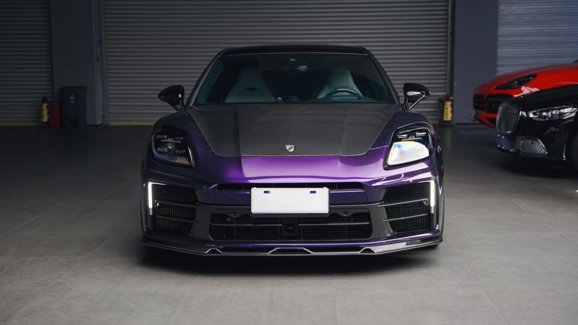 Porsche 2024 Panamera 976 Upper Front Grille Dry Carbon Fiber Ocean Design Style Bodykit