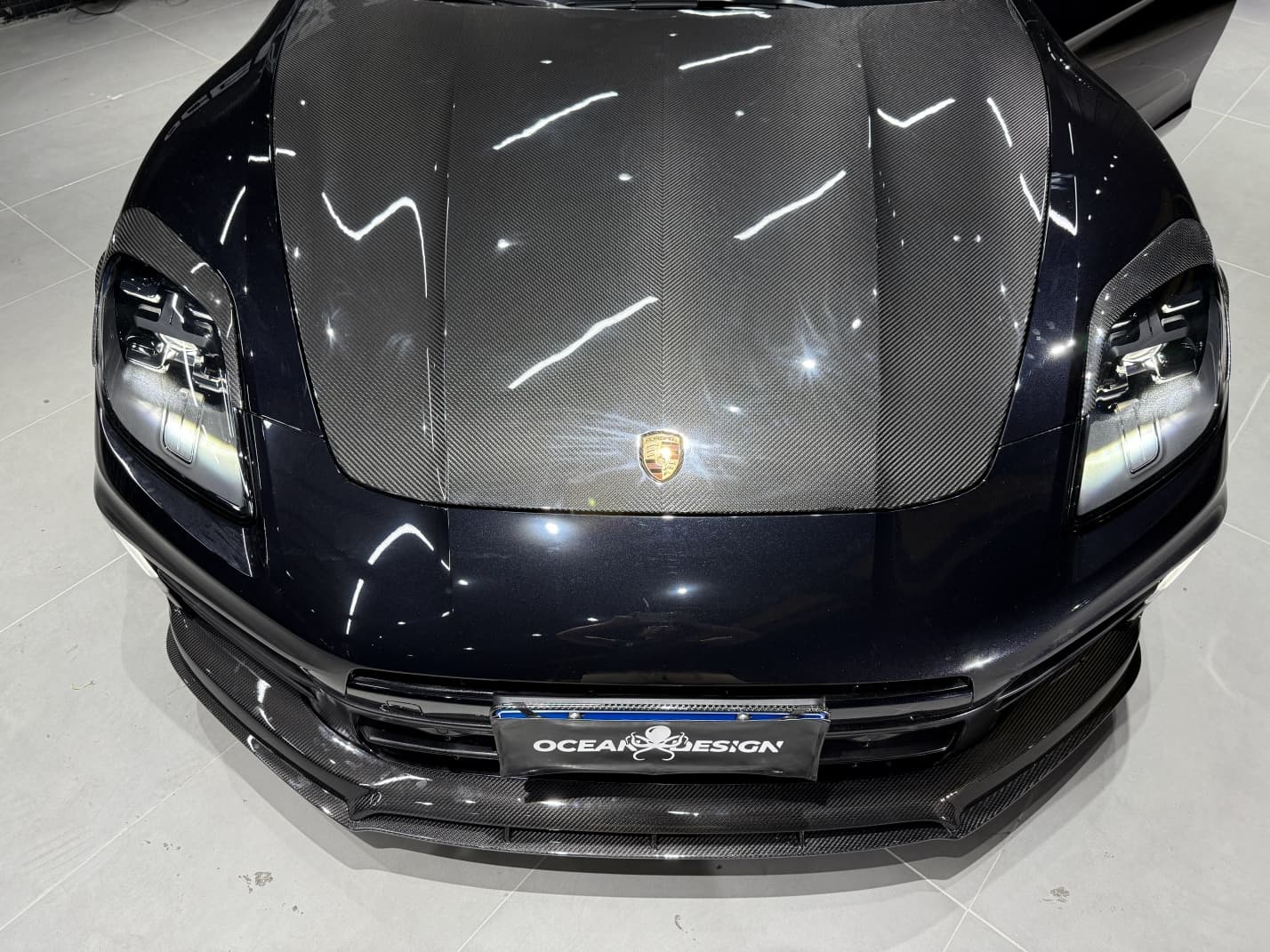 Porsche 2024 Panamera 976 Splitter Front Lip Type 1 Ocean Design Style Dry Carbon Bodykit