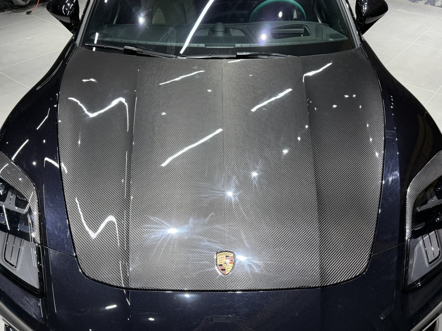 Porsche 2024 Panamera 976 Hood Bonnet Dry Carbon Fiber Ocean Design Style Bodykit