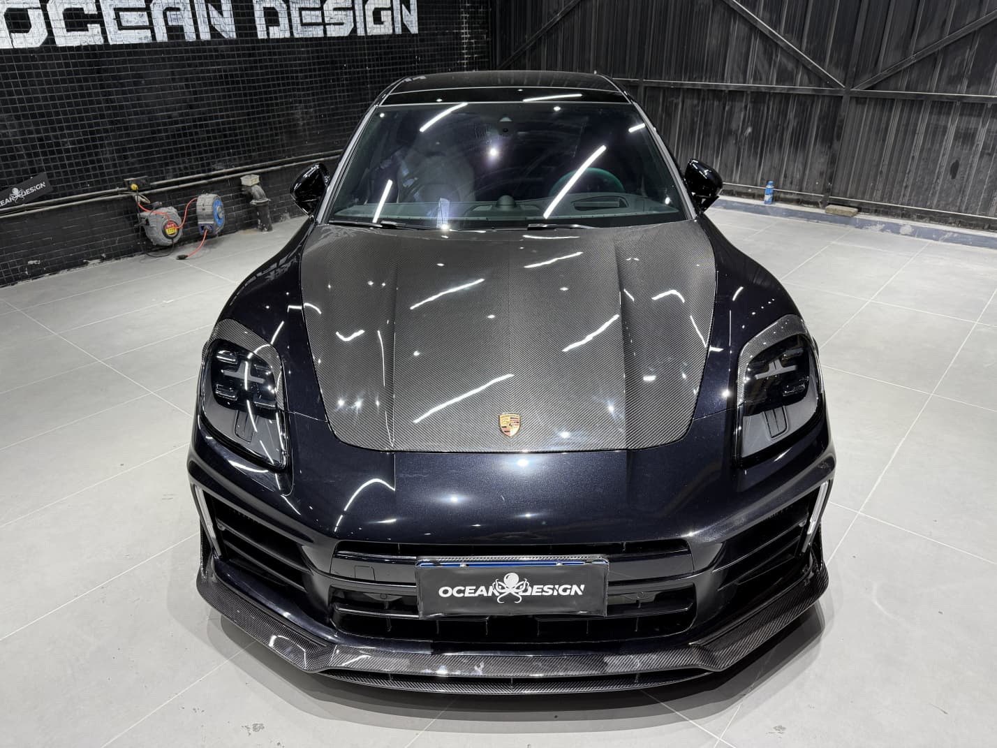 Porsche 2024 Panamera 976 Hood Bonnet Dry Carbon Fiber Ocean Design Style Bodykit