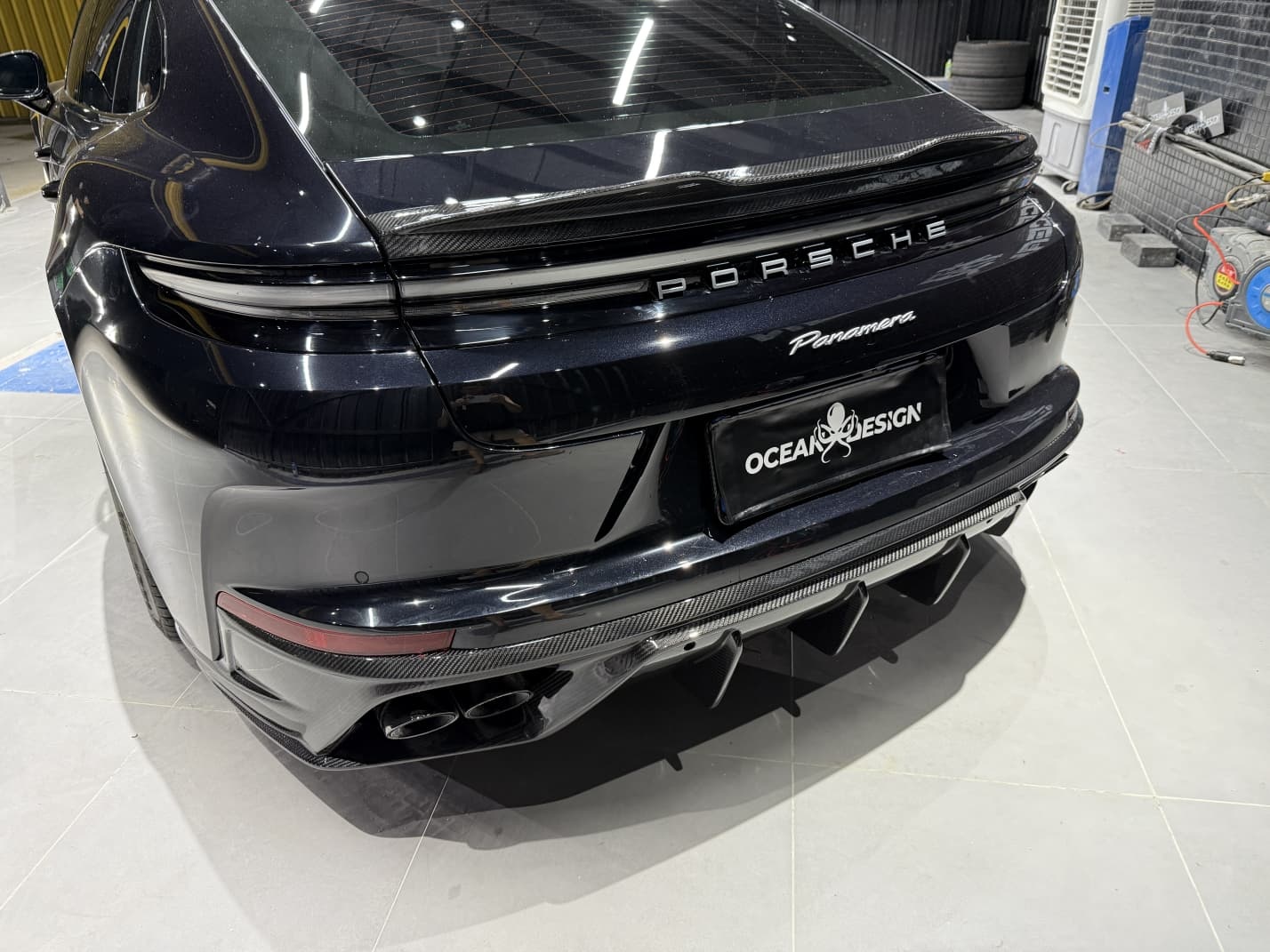 Porsche 2024 Panamera 976 Rear Diffuser Type 1 Dry Carbon Fiber Ocean Design Style Bodykit