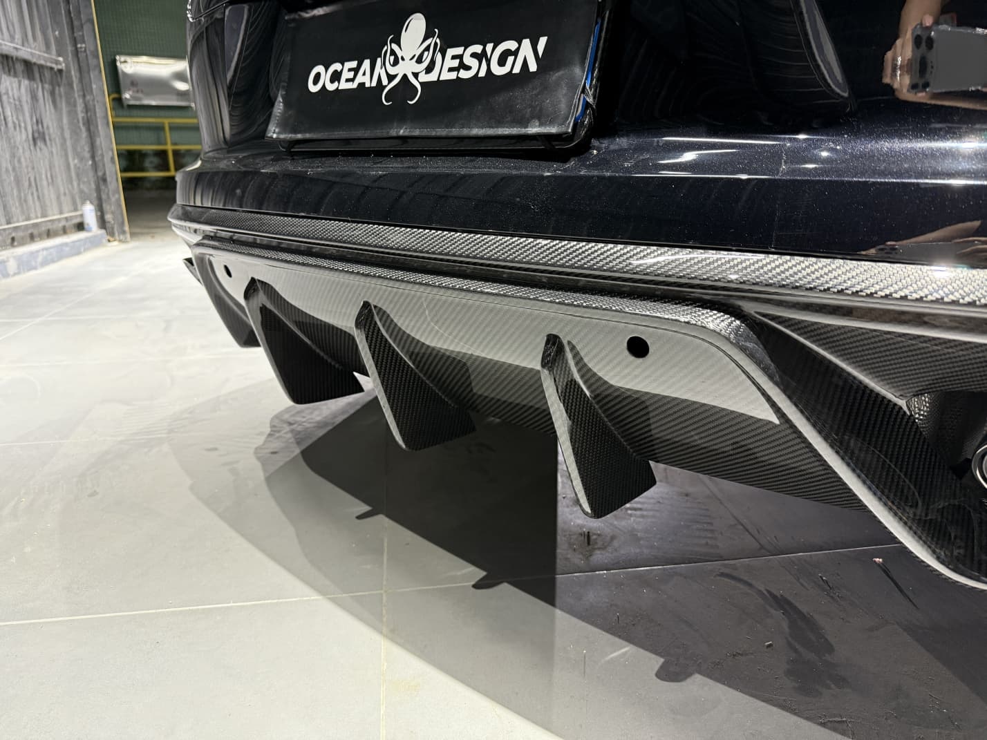 Porsche 2024 Panamera 976 Rear Diffuser Type 1 Dry Carbon Fiber Ocean Design Style Bodykit