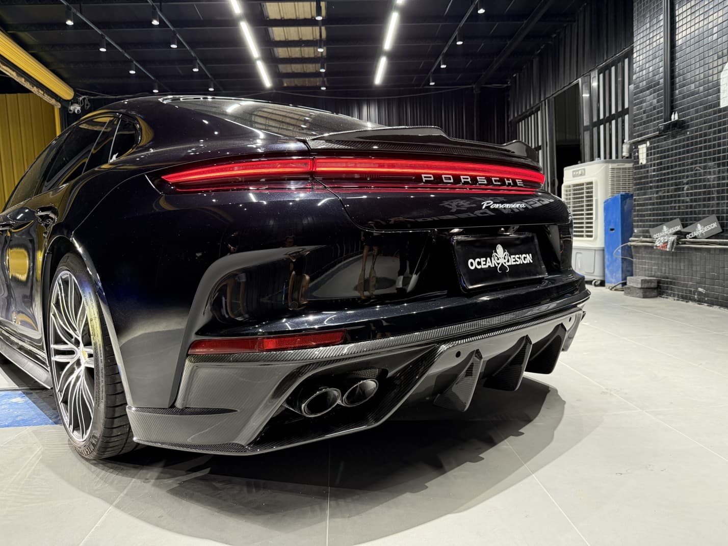 Porsche 2024 Panamera 976 Rear Diffuser Type 1 Dry Carbon Fiber Ocean Design Style Bodykit