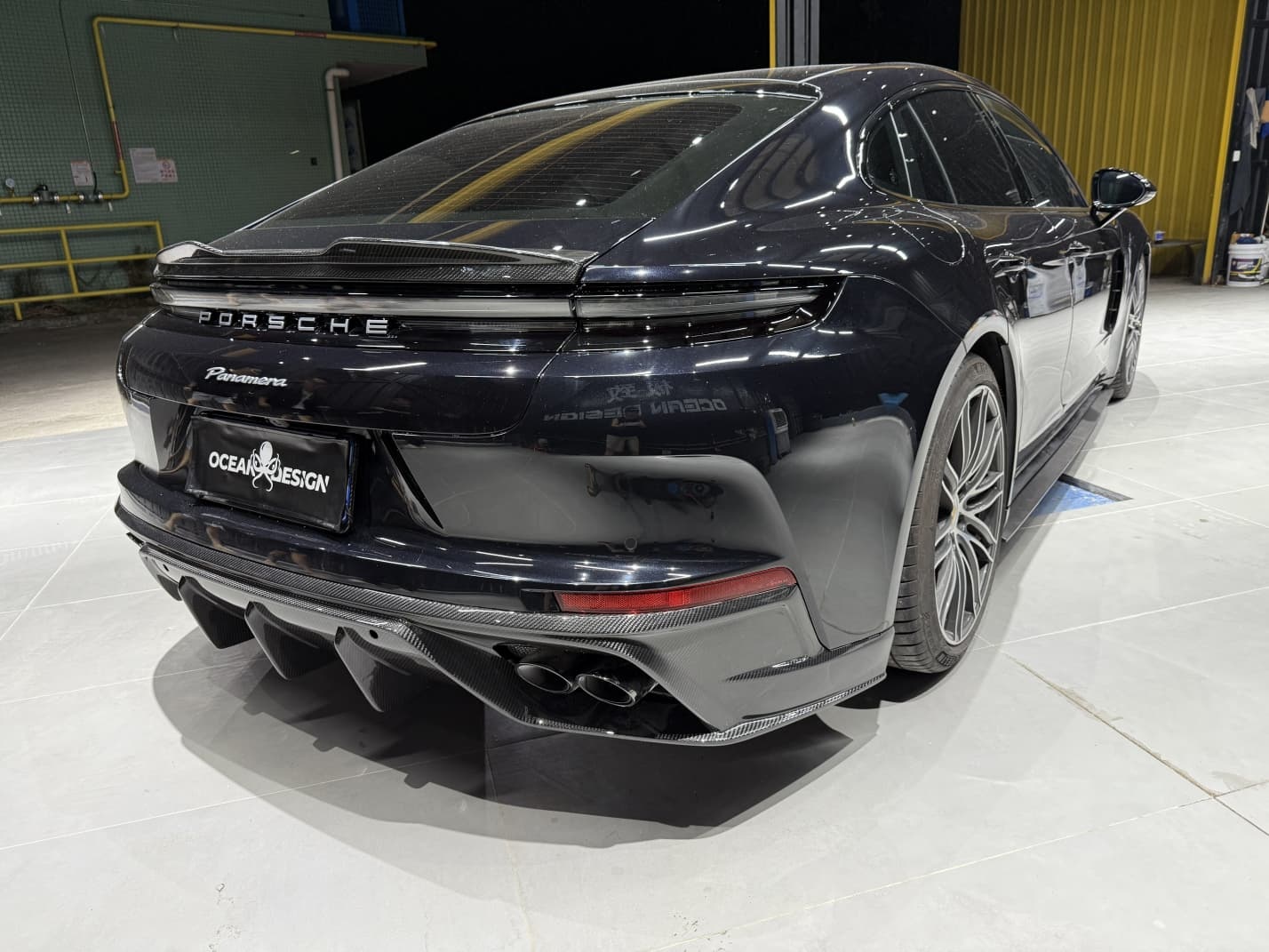 Porsche 2024 Panamera 976 Rear Diffuser Type 1 Dry Carbon Fiber Ocean Design Style Bodykit