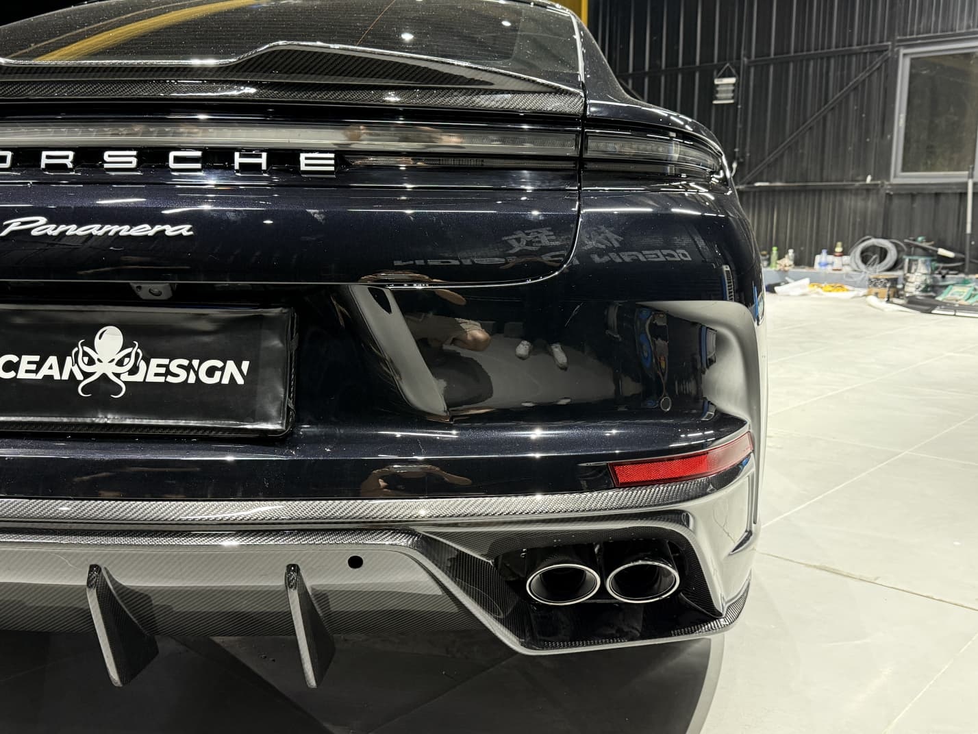 Porsche 2024 Panamera 976 Rear Diffuser Type 1 Dry Carbon Fiber Ocean Design Style Bodykit