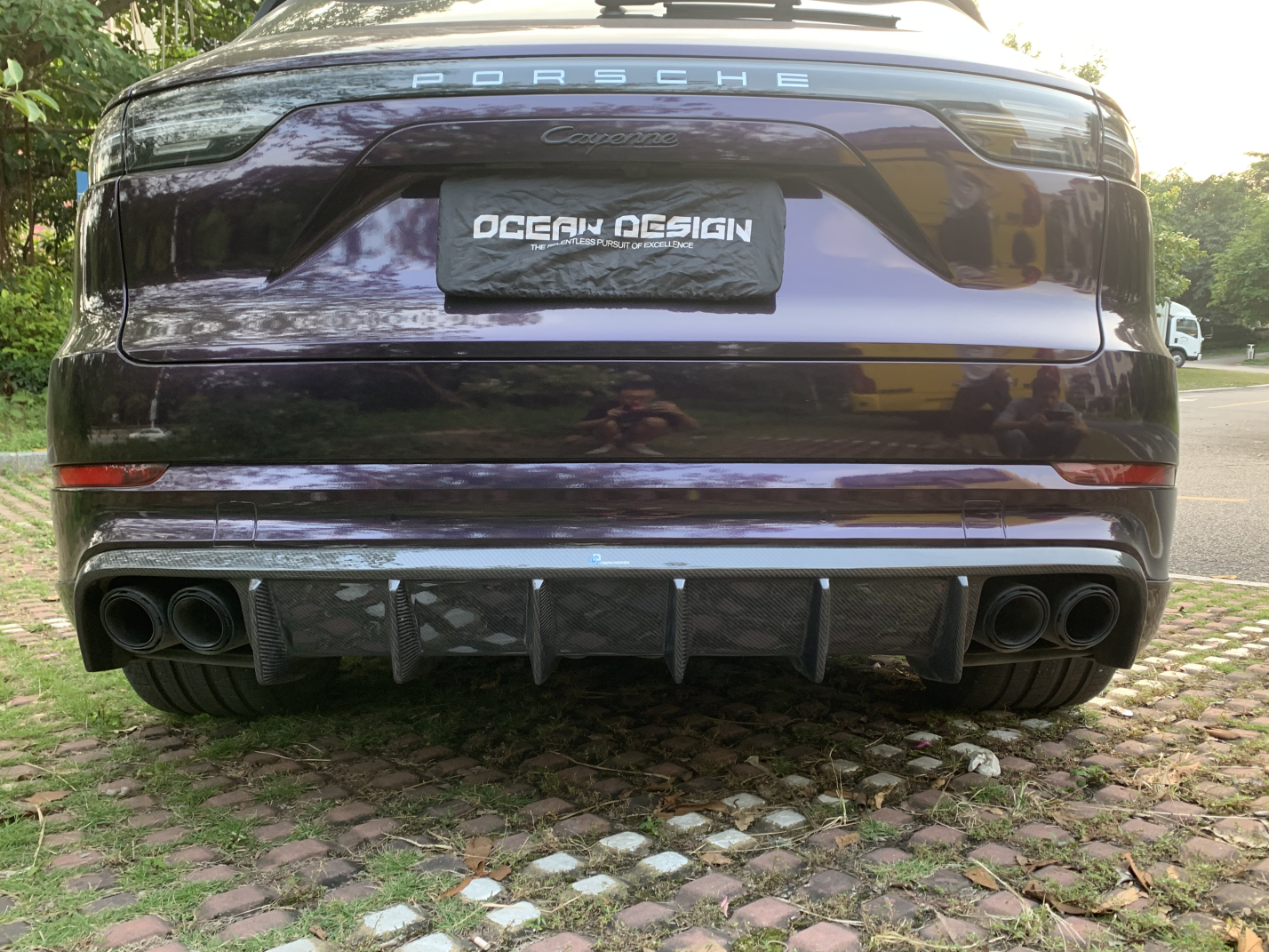 2018-2023 Porsche Cayenne 9Y0.1 Rear Diffuser Dry Carbon Fiber OD Style Bodykit