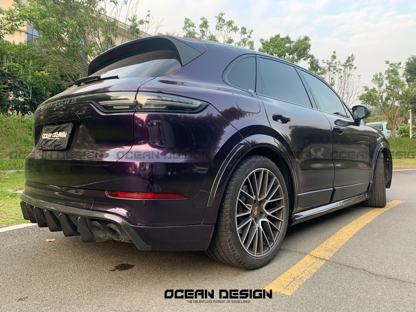 2018-2023 Porsche Cayenne 9Y0.1 Rear Diffuser Dry Carbon Fiber OD Style Bodykit