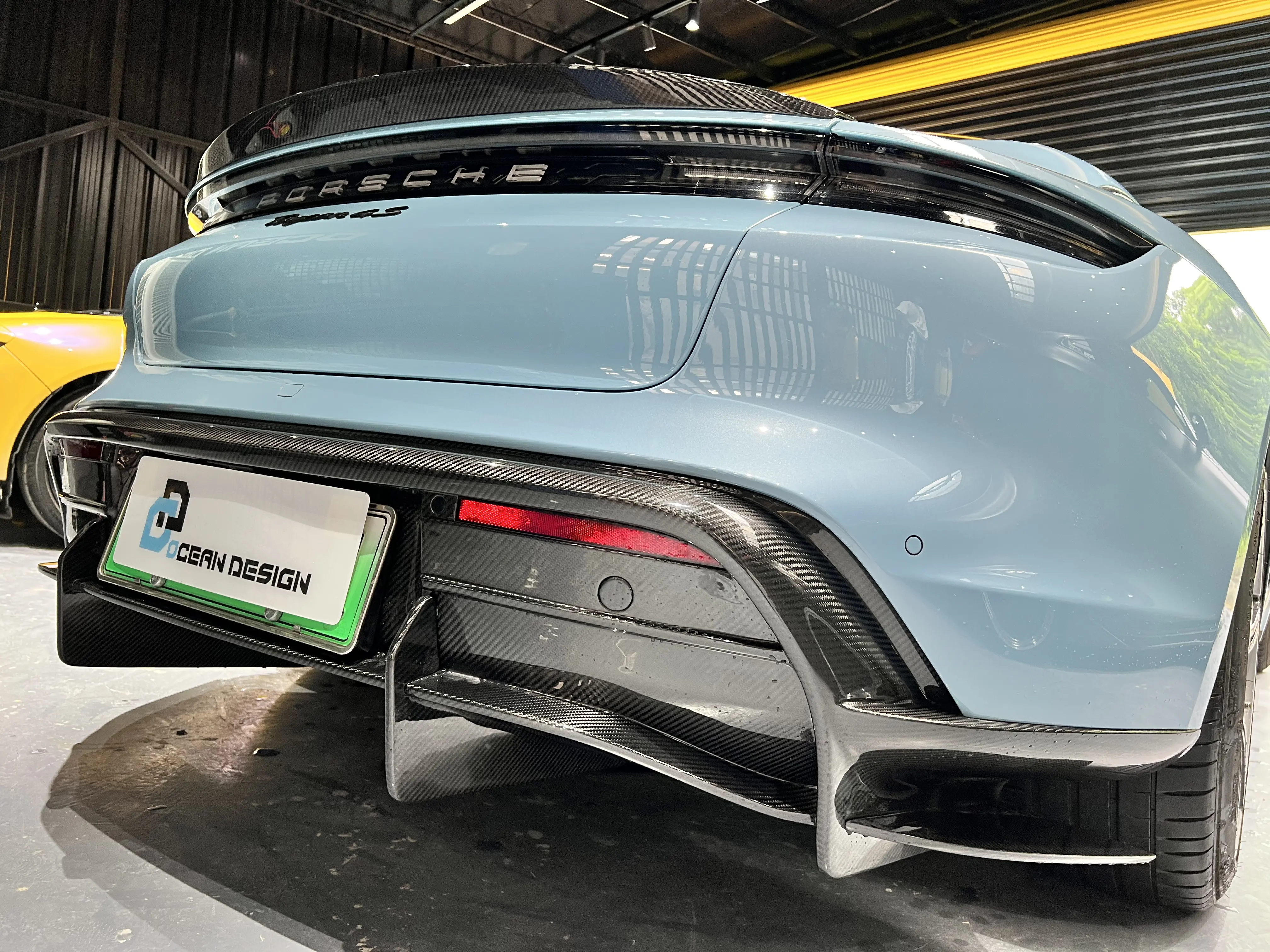 2019-2024 Porsche Taycan Rear Diffuser 4/4S/GTS/TURBO Ocean Design Style Dry Carbon Bodykit