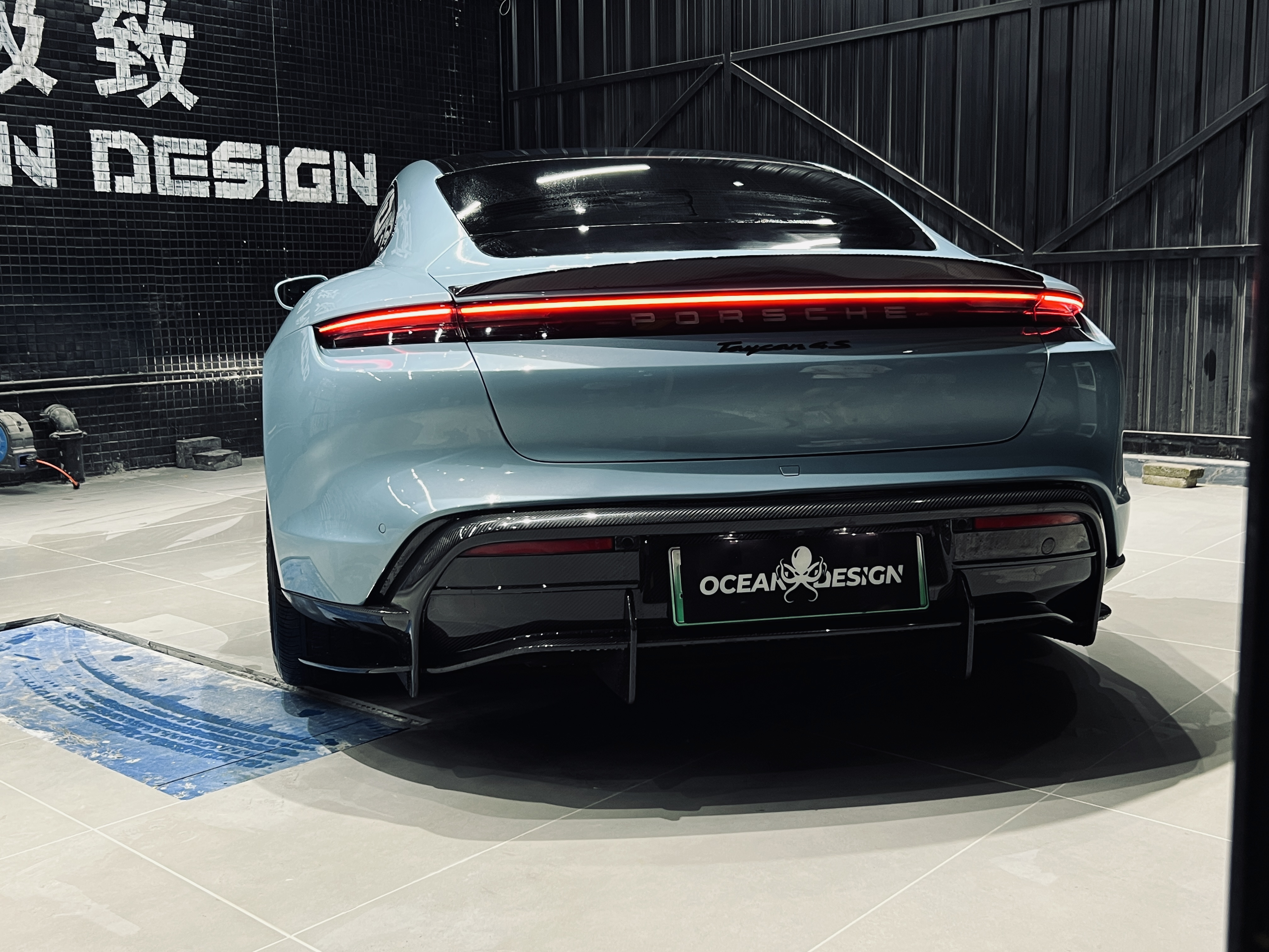 2019-2024 Porsche Taycan Rear Diffuser 4/4S/GTS/TURBO Ocean Design Style Dry Carbon Bodykit