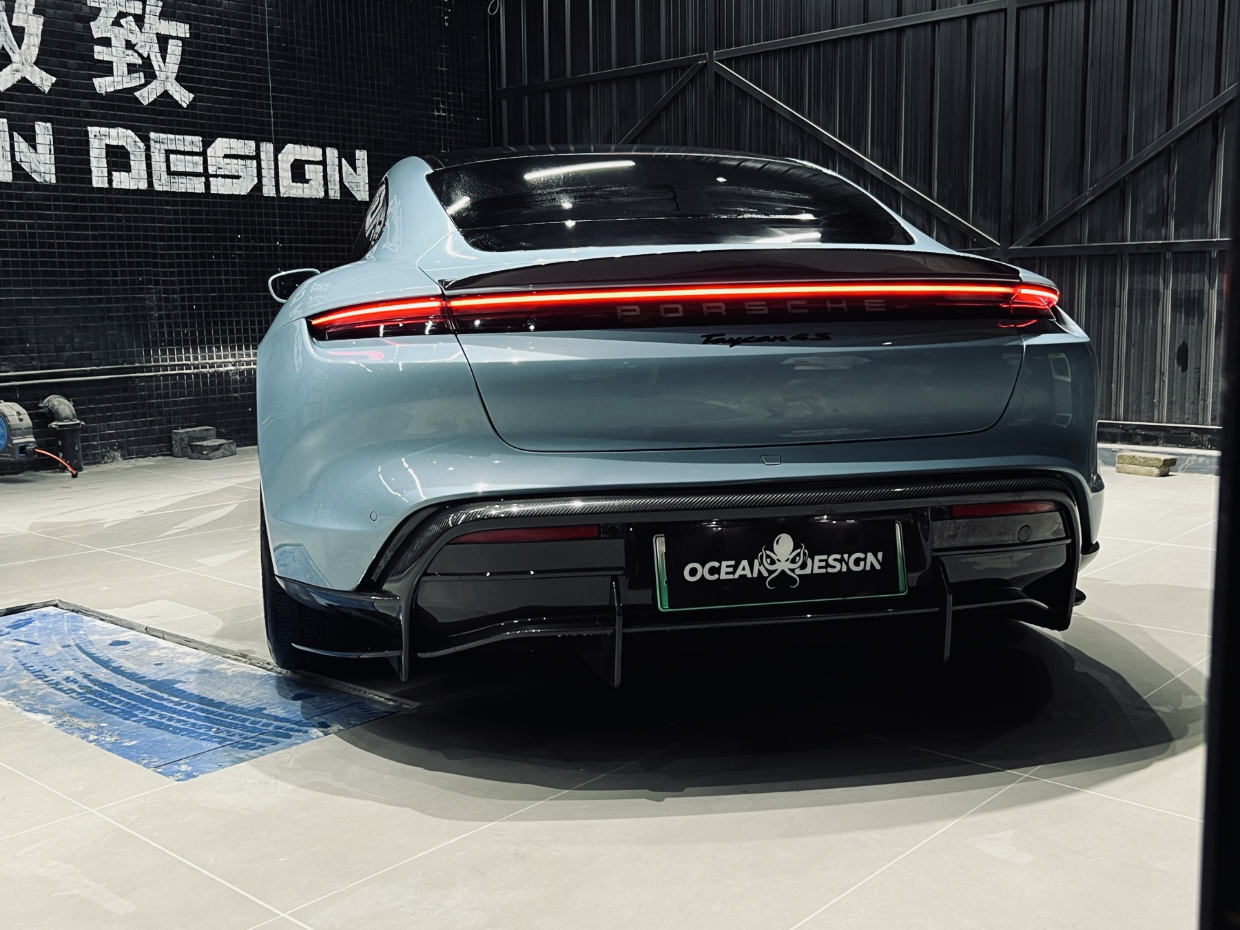 2019-2024 Porsche Taycan Rear Diffuser 4/4S/GTS/TURBO Ocean Design Style Dry Carbon Bodykit